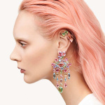 Gema stud earrings Pink, Rhodium plated